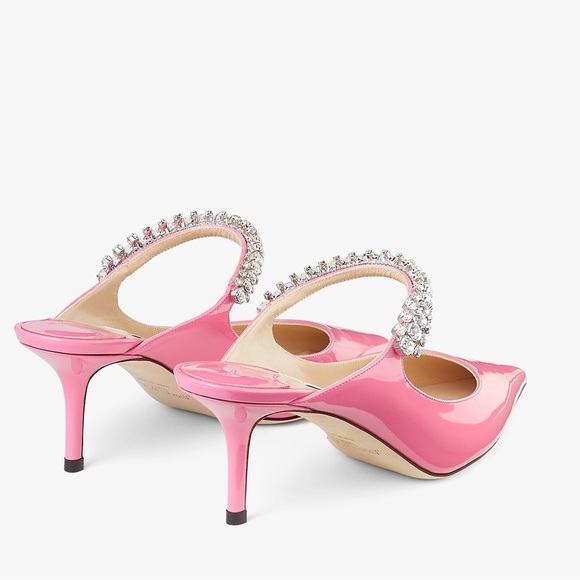 JIMMY CHOO Bing 65mm Patent Crystal Embellished Mules Candy Pink Sz 38 EU - Picture 10 of 12